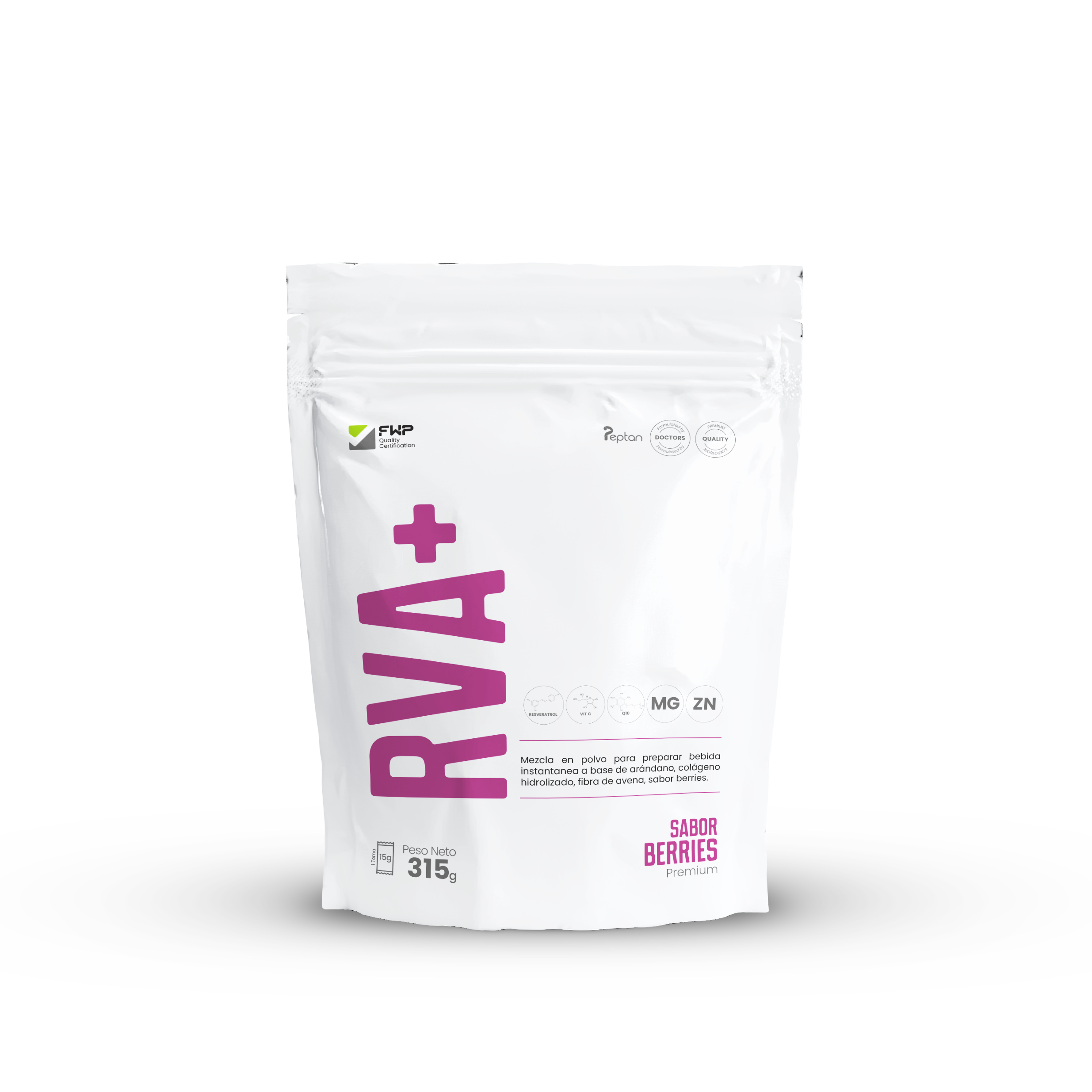 Envase de suplemento alimentario RENÖVA+ sabor berries